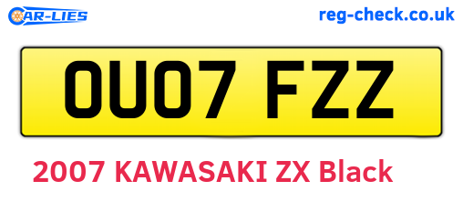 OU07FZZ are the vehicle registration plates.