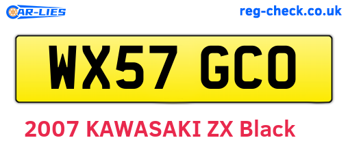WX57GCO are the vehicle registration plates.