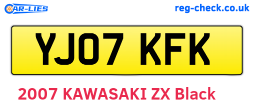 YJ07KFK are the vehicle registration plates.