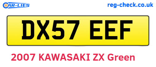 DX57EEF are the vehicle registration plates.