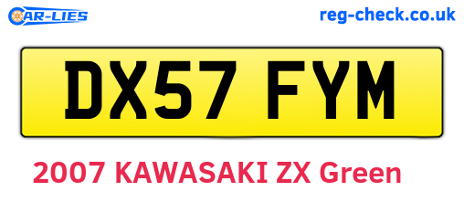 DX57FYM are the vehicle registration plates.