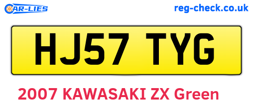 HJ57TYG are the vehicle registration plates.