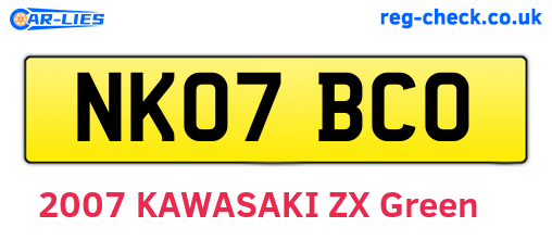 NK07BCO are the vehicle registration plates.