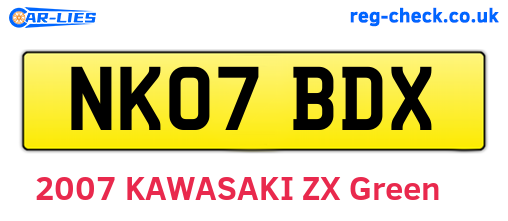 NK07BDX are the vehicle registration plates.