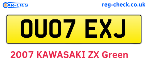 OU07EXJ are the vehicle registration plates.