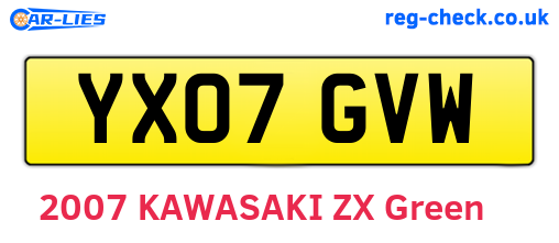 YX07GVW are the vehicle registration plates.