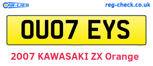 OU07EYS are the vehicle registration plates.