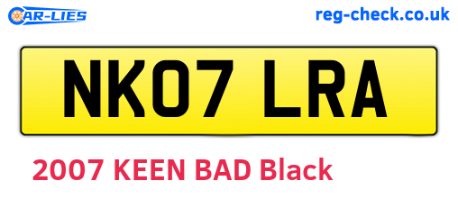 NK07LRA are the vehicle registration plates.