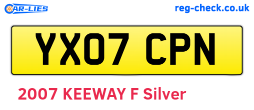 YX07CPN are the vehicle registration plates.