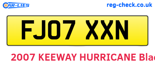 FJ07XXN are the vehicle registration plates.
