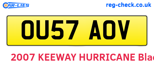 OU57AOV are the vehicle registration plates.