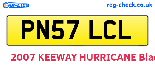PN57LCL are the vehicle registration plates.