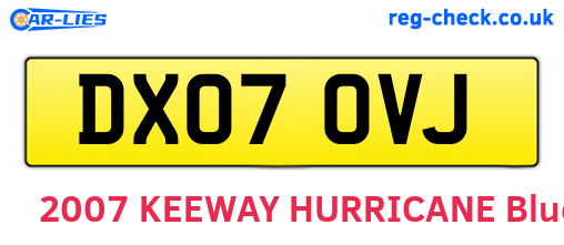 DX07OVJ are the vehicle registration plates.