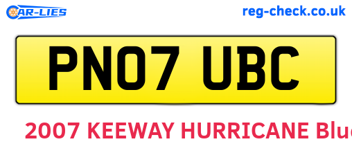 PN07UBC are the vehicle registration plates.