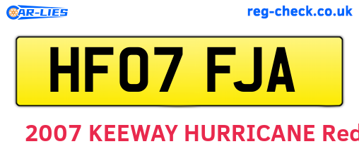 HF07FJA are the vehicle registration plates.