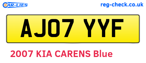 AJ07YYF are the vehicle registration plates.