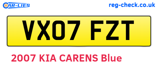 VX07FZT are the vehicle registration plates.