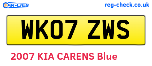 WK07ZWS are the vehicle registration plates.