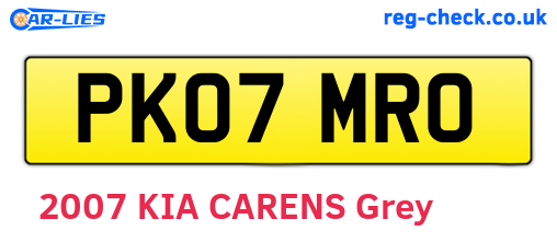 PK07MRO are the vehicle registration plates.
