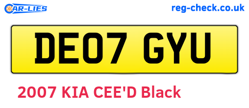 DE07GYU are the vehicle registration plates.