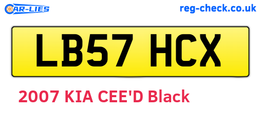LB57HCX are the vehicle registration plates.