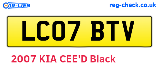 LC07BTV are the vehicle registration plates.