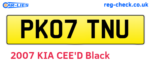 PK07TNU are the vehicle registration plates.