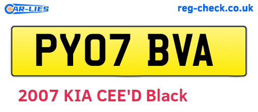 PY07BVA are the vehicle registration plates.