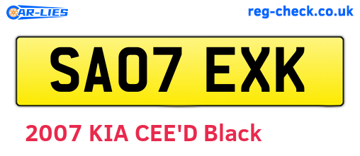 SA07EXK are the vehicle registration plates.