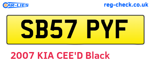 SB57PYF are the vehicle registration plates.