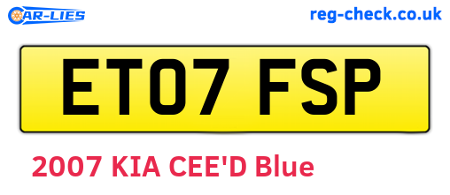 ET07FSP are the vehicle registration plates.