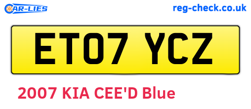 ET07YCZ are the vehicle registration plates.