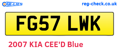 FG57LWK are the vehicle registration plates.