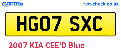 HG07SXC are the vehicle registration plates.