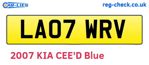 LA07WRV are the vehicle registration plates.