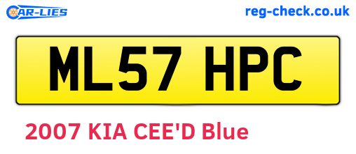 ML57HPC are the vehicle registration plates.
