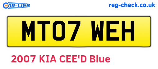 MT07WEH are the vehicle registration plates.