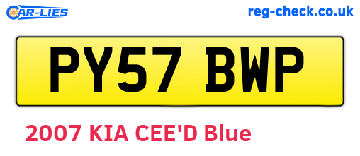 PY57BWP are the vehicle registration plates.