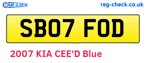SB07FOD are the vehicle registration plates.