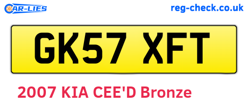 GK57XFT are the vehicle registration plates.