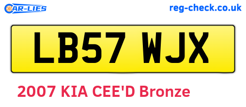 LB57WJX are the vehicle registration plates.