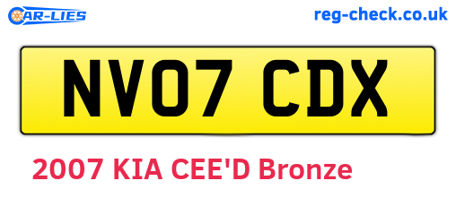 NV07CDX are the vehicle registration plates.