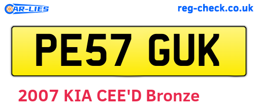 PE57GUK are the vehicle registration plates.