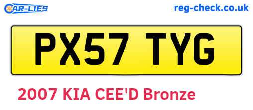 PX57TYG are the vehicle registration plates.