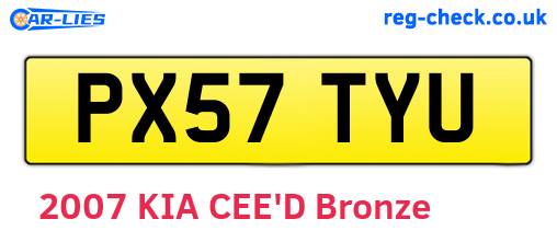 PX57TYU are the vehicle registration plates.