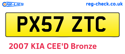 PX57ZTC are the vehicle registration plates.