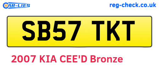 SB57TKT are the vehicle registration plates.