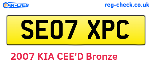 SE07XPC are the vehicle registration plates.