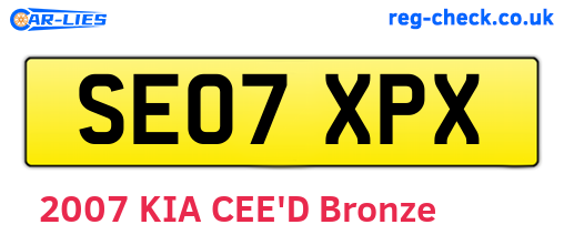 SE07XPX are the vehicle registration plates.
