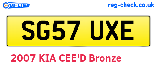 SG57UXE are the vehicle registration plates.